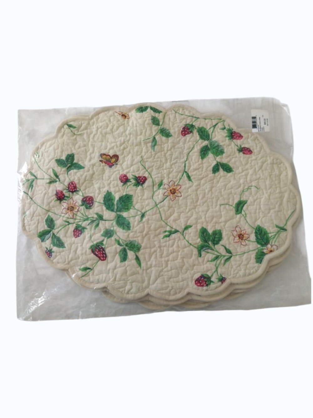 April Cornell Strawberry Fields Quilted Placemats Set Of 4 Mats New With Tags
